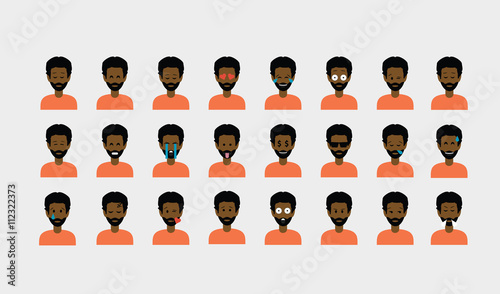 Set of people emoticon vector isolated on white background. Emoji vector. Smile icon collection. Emoticon icon web. Simple flat cartoon style. Faces avatars. 