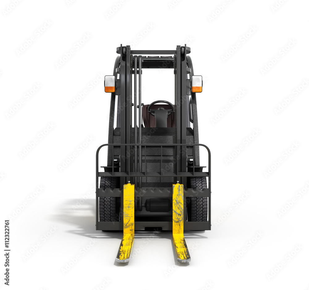 Forklift loader isolated on white 3D illustration