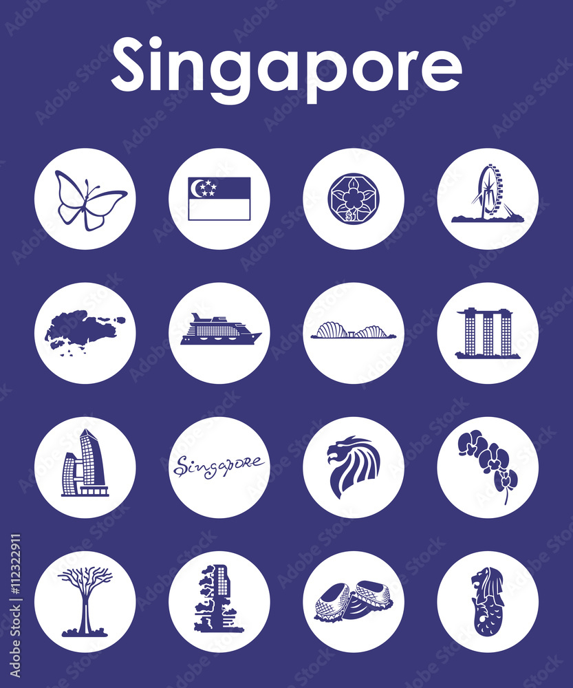 Set of Singapore simple icons