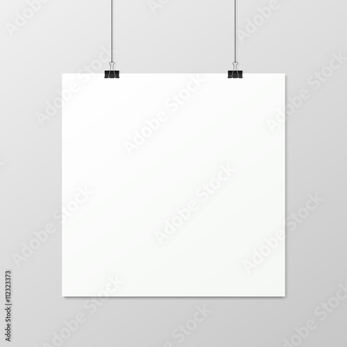 White vertical poster A4 on a rope.