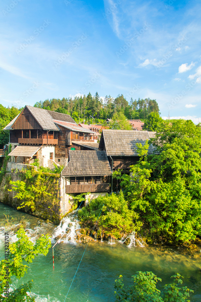 Fototapeta premium Beautiful village of Rastoke on Korana river near Slunj, Croatia, rural landscape