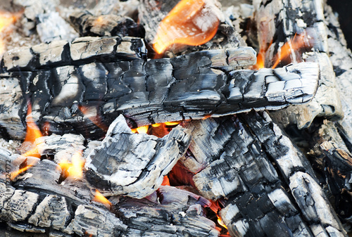 Very hot campfire close up