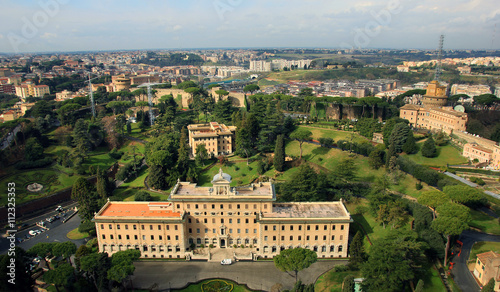 top view of territory of Vatican and papal Palace from the dome