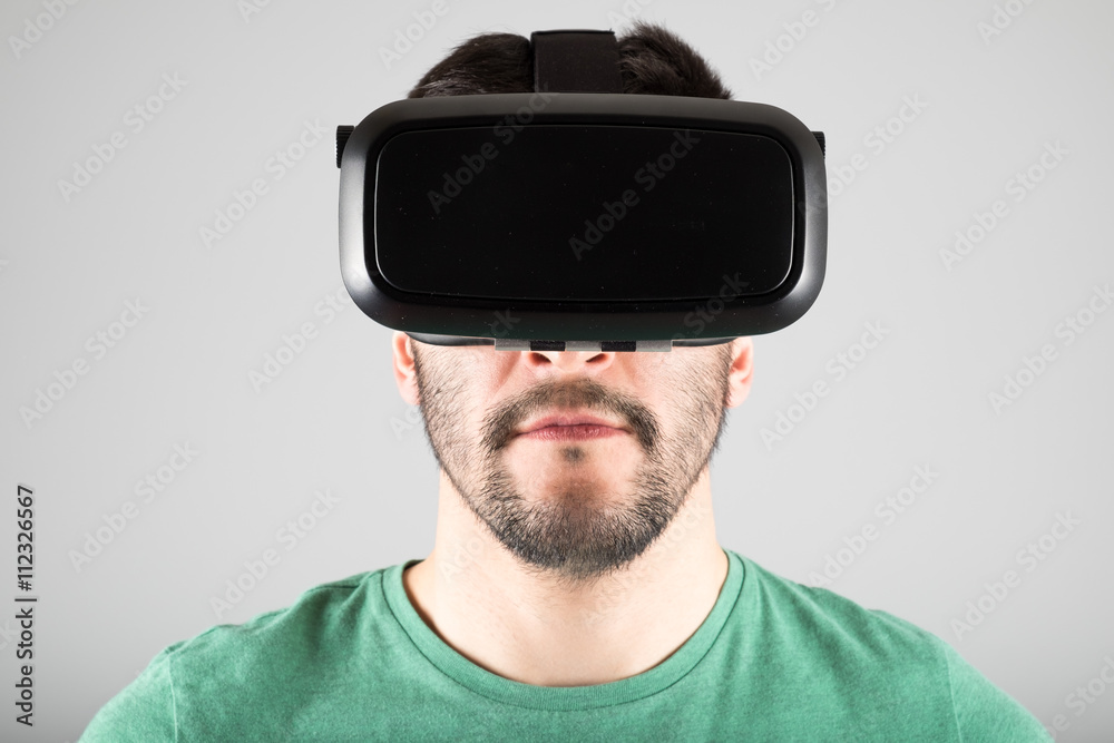Man using virtual reality glasses Man using virtual reality glasses