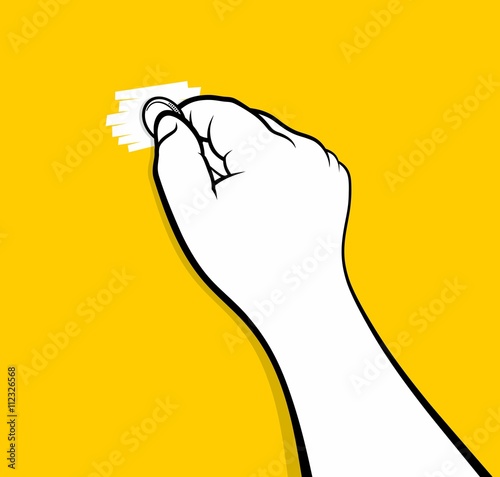 Hand scratching lottery card with coin