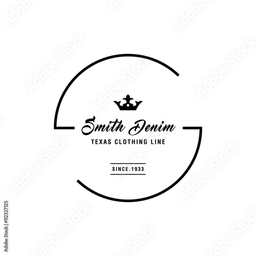 Vintage denim jeans frame logo. Classical Clothing line label.