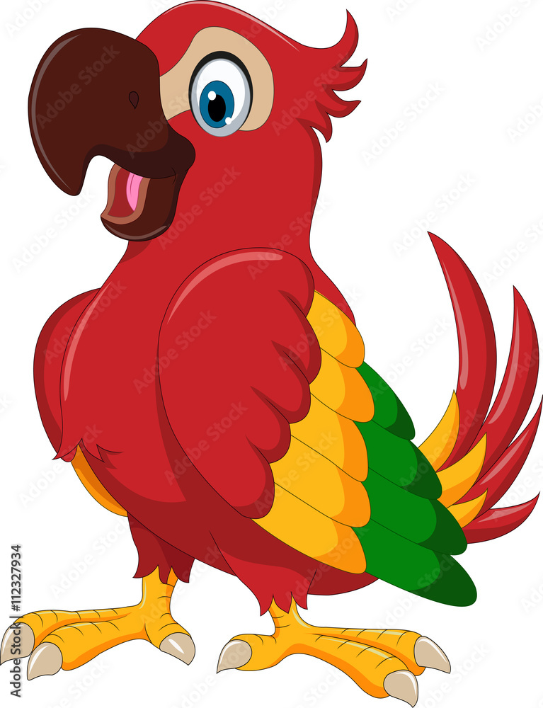 cute parrot cartoon posing Stock Vector | Adobe Stock