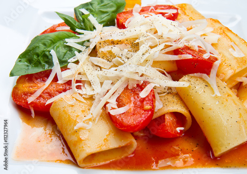 paccheri with tomatoes sauce photo