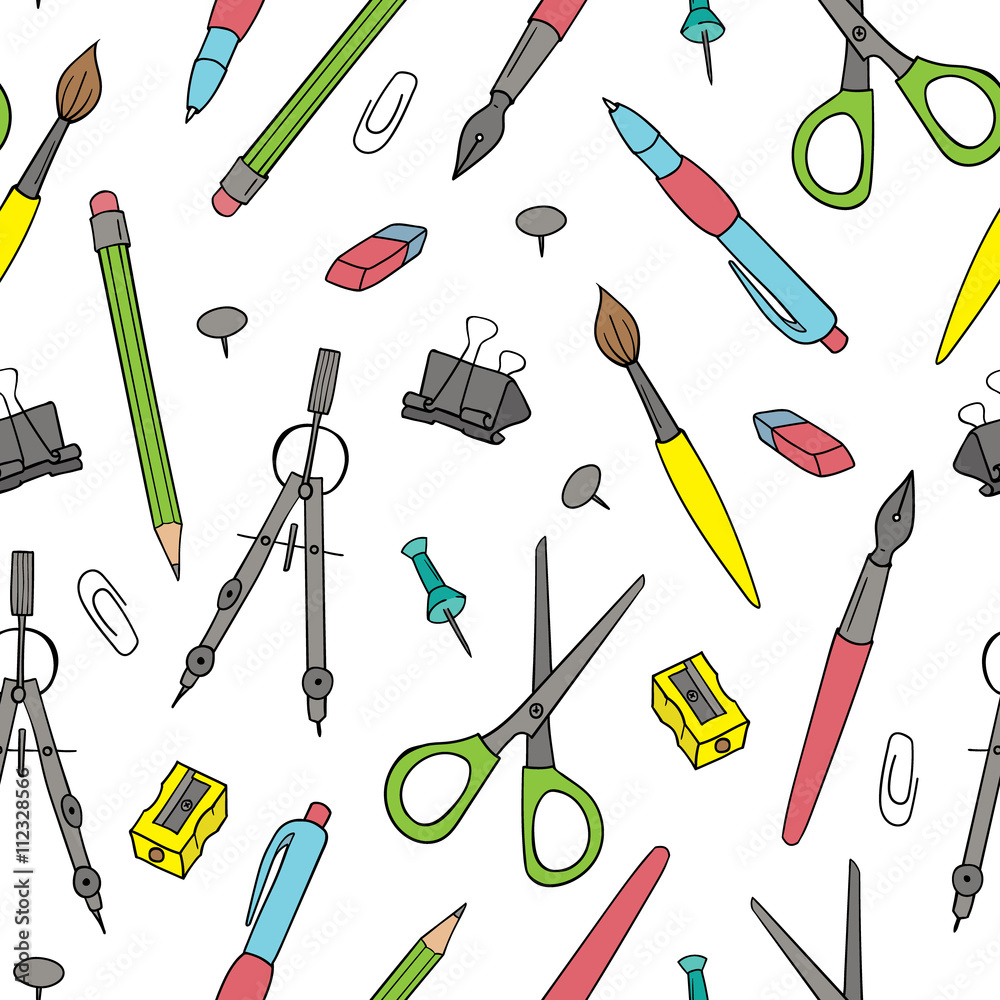 vector seamless pattern with office supplies vector seamless pattern with office supplies