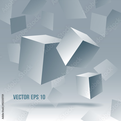 Vector abstract geometric shape from blue cubes