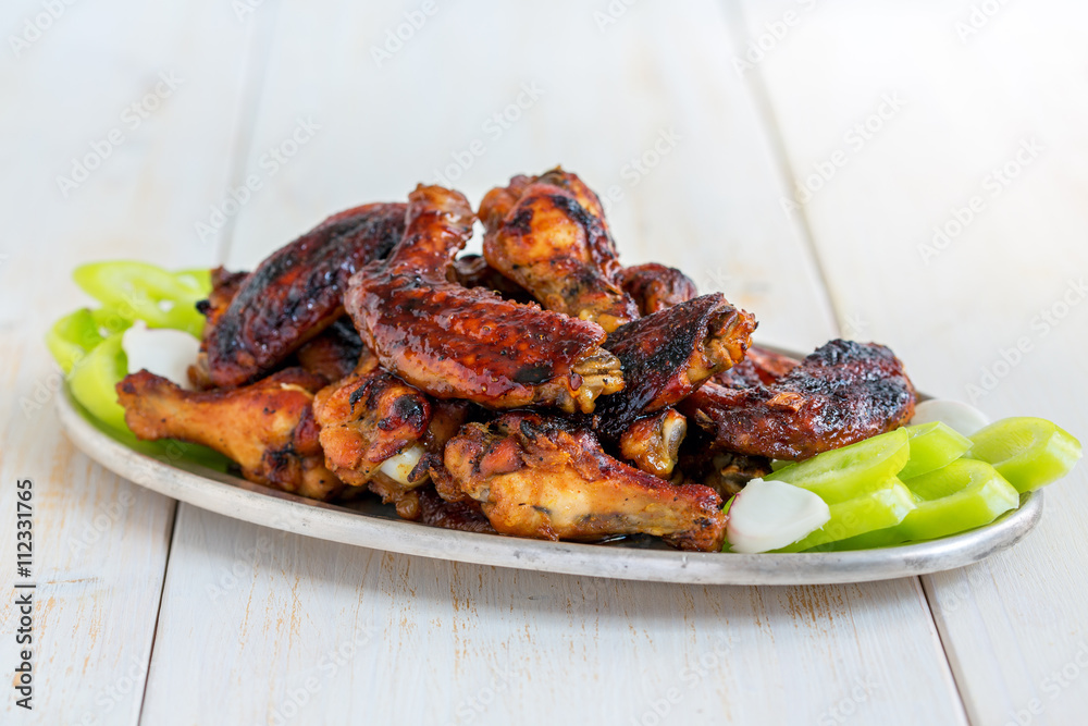 Baked chicken wings with honey and ginger. Baked chicken wings with honey and ginger.