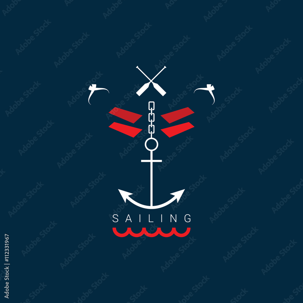 sailing icon color illustration