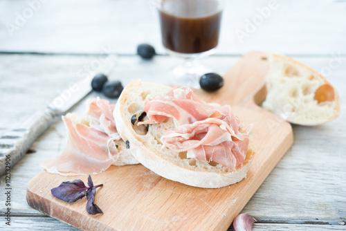 Sandwiches with dried ham
 photo