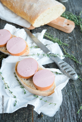 Sandwiches with boiled sausage
 photo