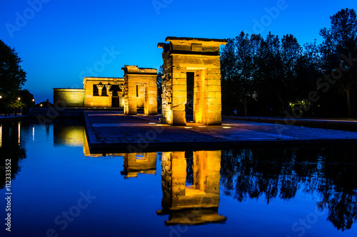 debod temple at blue hour