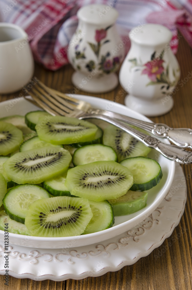 Salad with cucumber and avocado kiwi Salad with cucumber and avocado kiwi