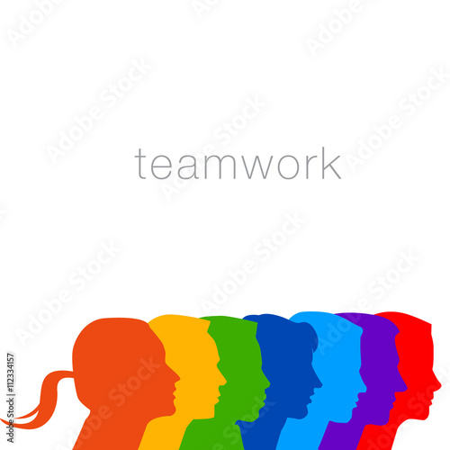 A diverse group of people in this teamwork graphic for print or web photo