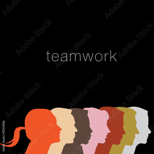 A diverse group of people in this teamwork graphic for print or web