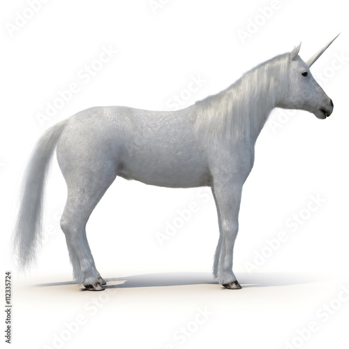 Unicorn on White 3D Illustration © 2dmolier
