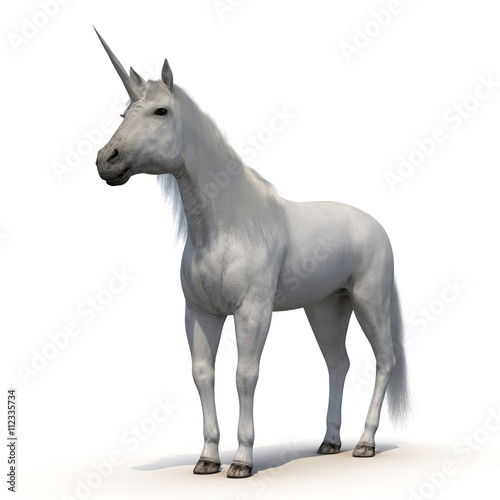 Unicorn on White 3D Illustration © 2dmolier