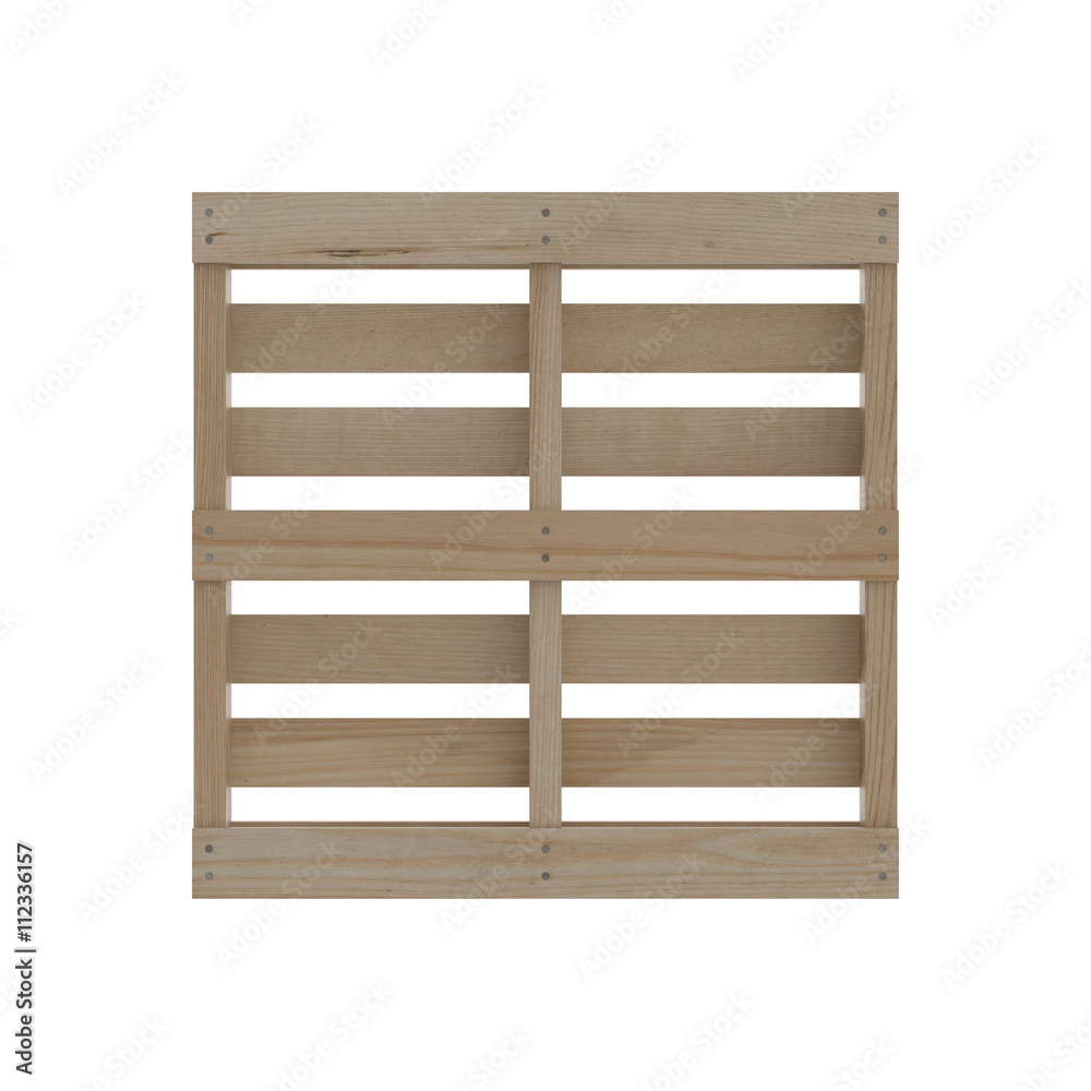 Wooden pallet isolated on white 3D Illustration