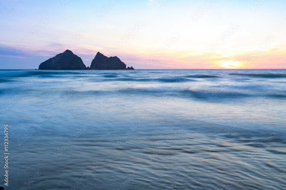 Holywell bay cornwall england uk at sunset