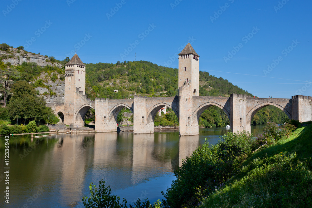 The Valentre bridge in Cahors town, France