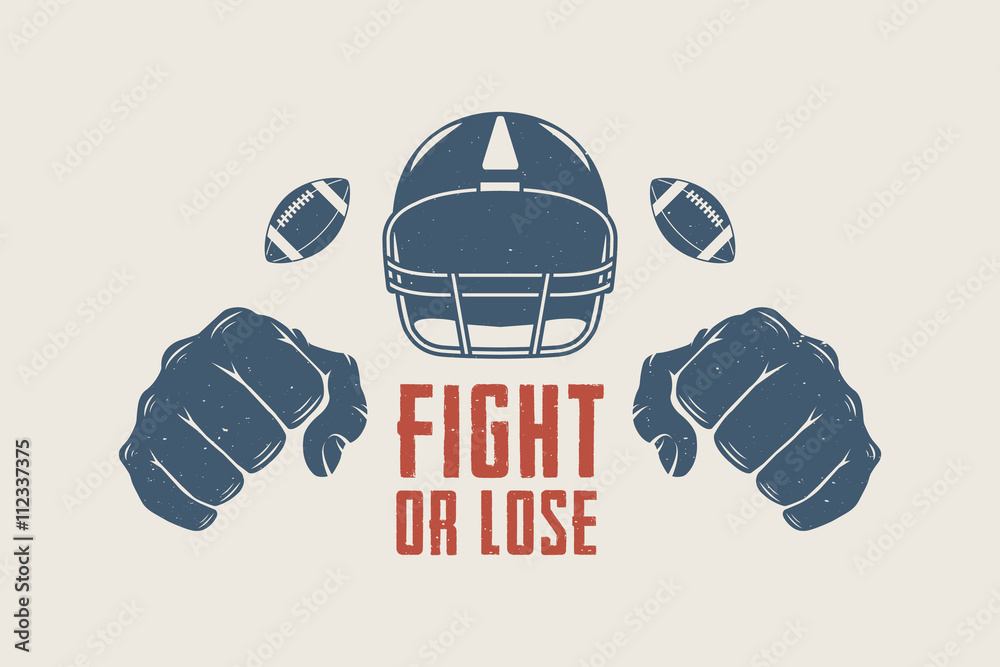 compenseren stropdas Stof American football or rugby motivation with helm, fists Stock Vector | Adobe  Stock