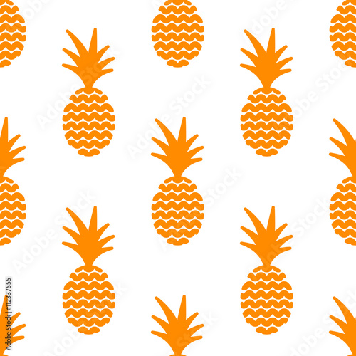 Pineapple simple vetor seamless background. Textile pattern.