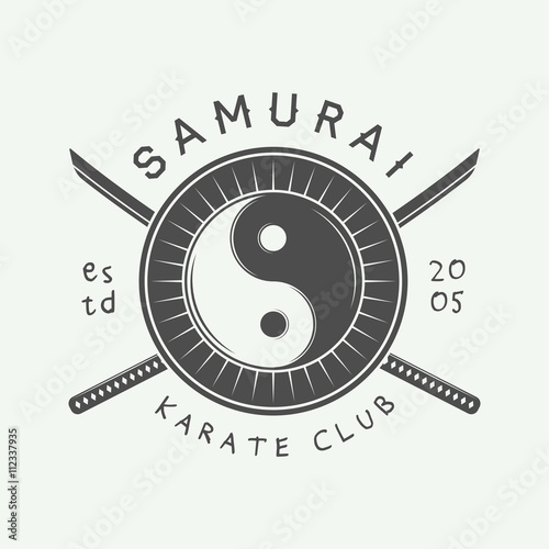 Vintage karate or martial arts logo, emblem, badge, label 