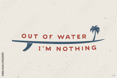 Vintage surfing logo, emblem, poster, label or print 