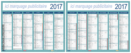 CALENDRIER 2017 (base pour 265x210mm r-v) lunes, fêtes, fériés, vac, typo arial vecto. et non vecto., 22 calq