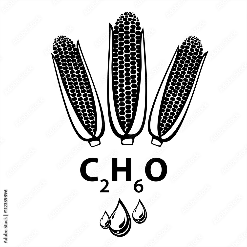 Corn ethanol biofuel, alternative energy supply source icon Vector
