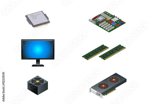 Six computer parts