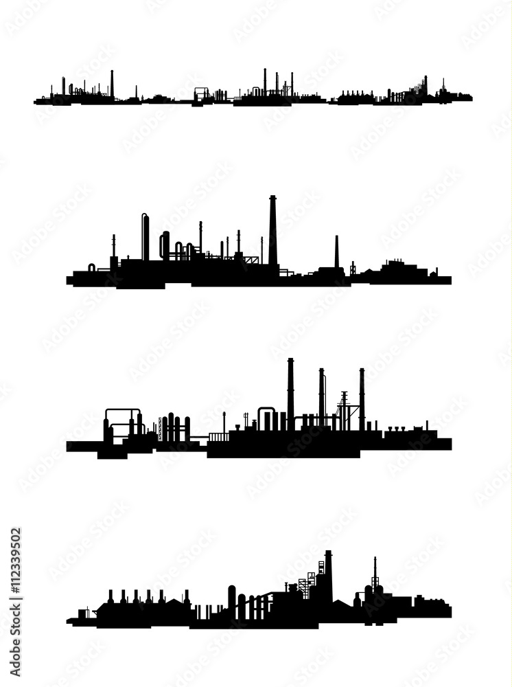 Naklejka premium Three factories silhouettes