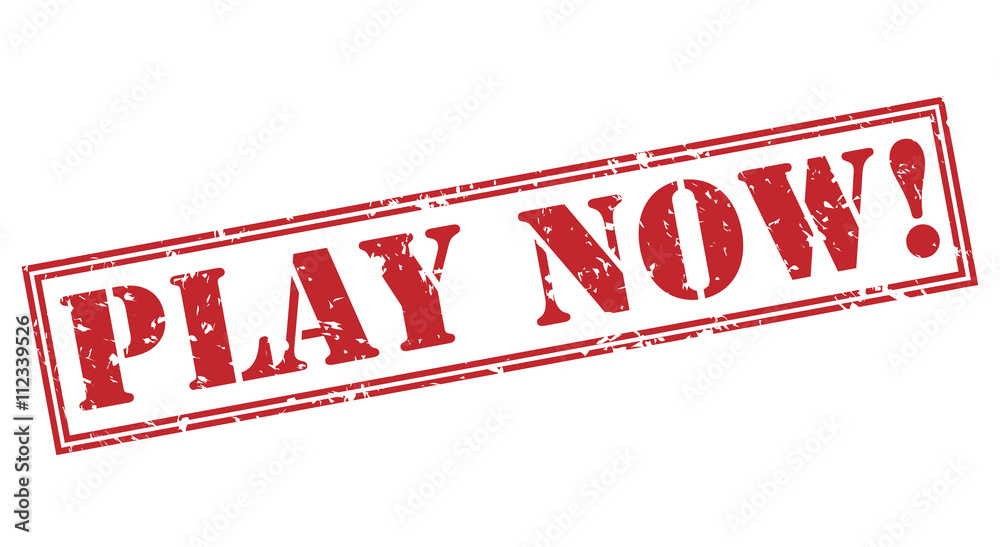 play now! red stamp on white background play now! red stamp on white background