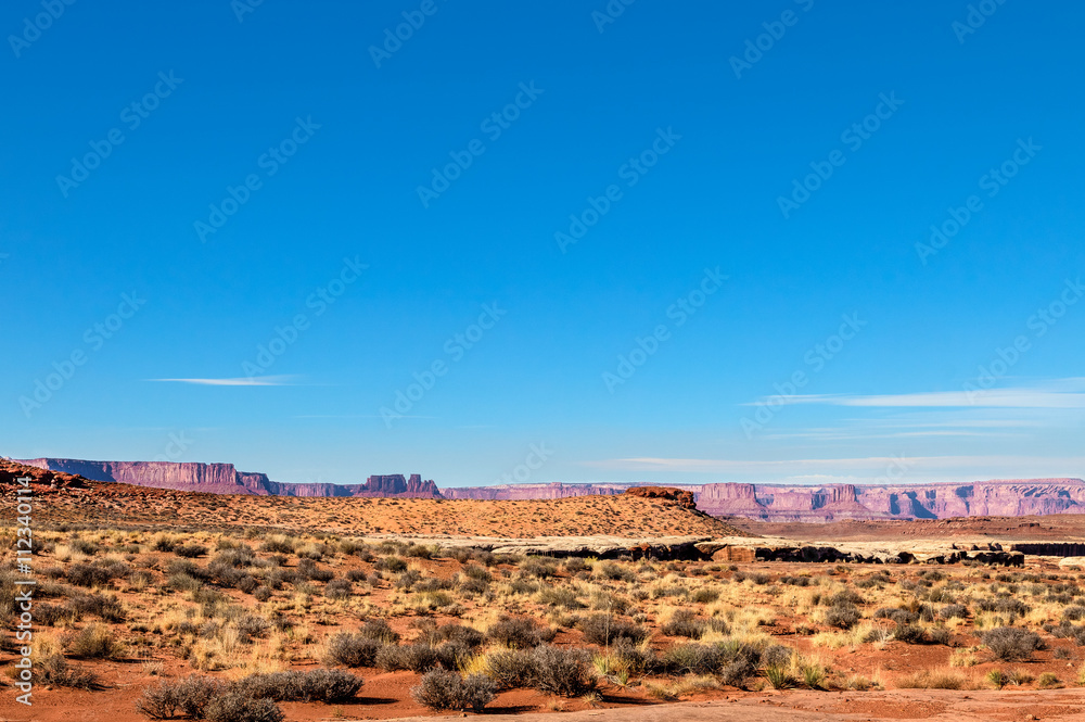Fototapeta premium Murphy Trail- Canyonlands NP- Island in the Sky- Utah. This 9 mile scenic loop affords the hiker numerous canyon and mountain vistas.