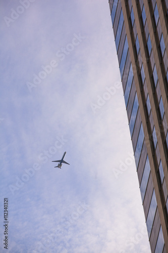 modern building with airplane