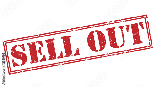 Foto sell out red stamp on white background