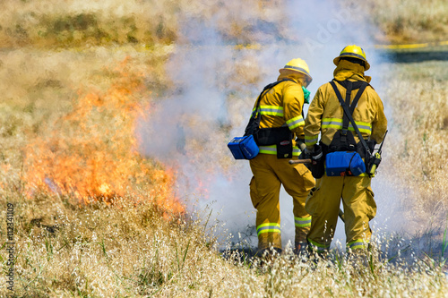Firefighter Fighting Wildland Forest Grass Fire