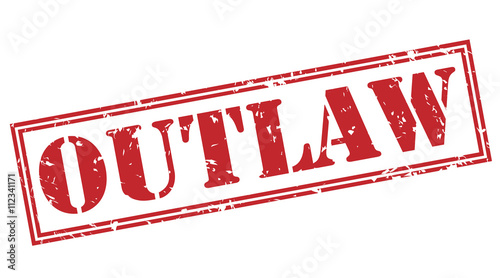 outlaw red stamp on white background photo