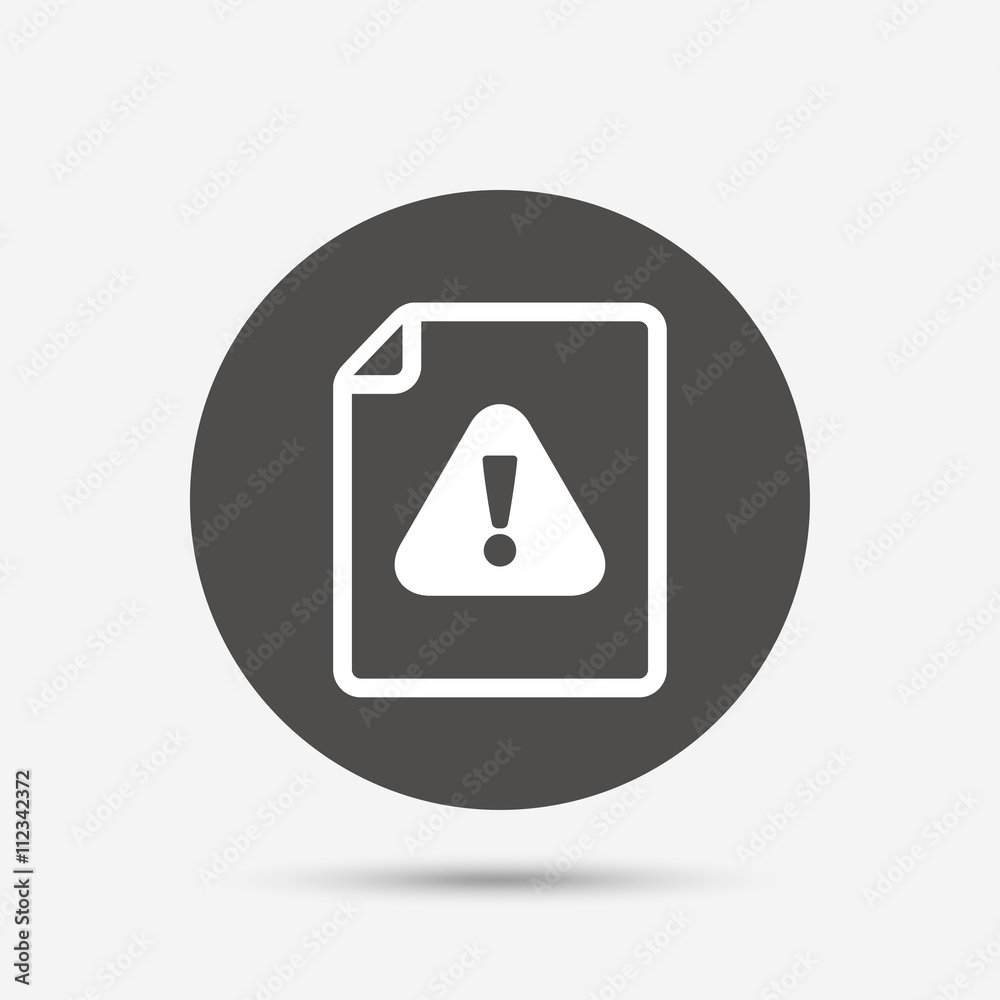 File attention sign icon. Exclamation mark. File attention sign icon. Exclamation mark.