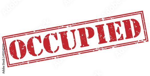 occupied red stamp on white background