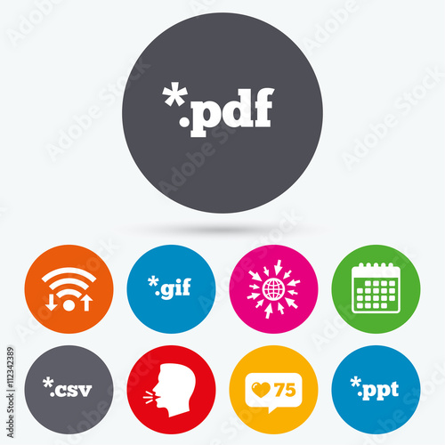 Document signs. File extensions symbols.