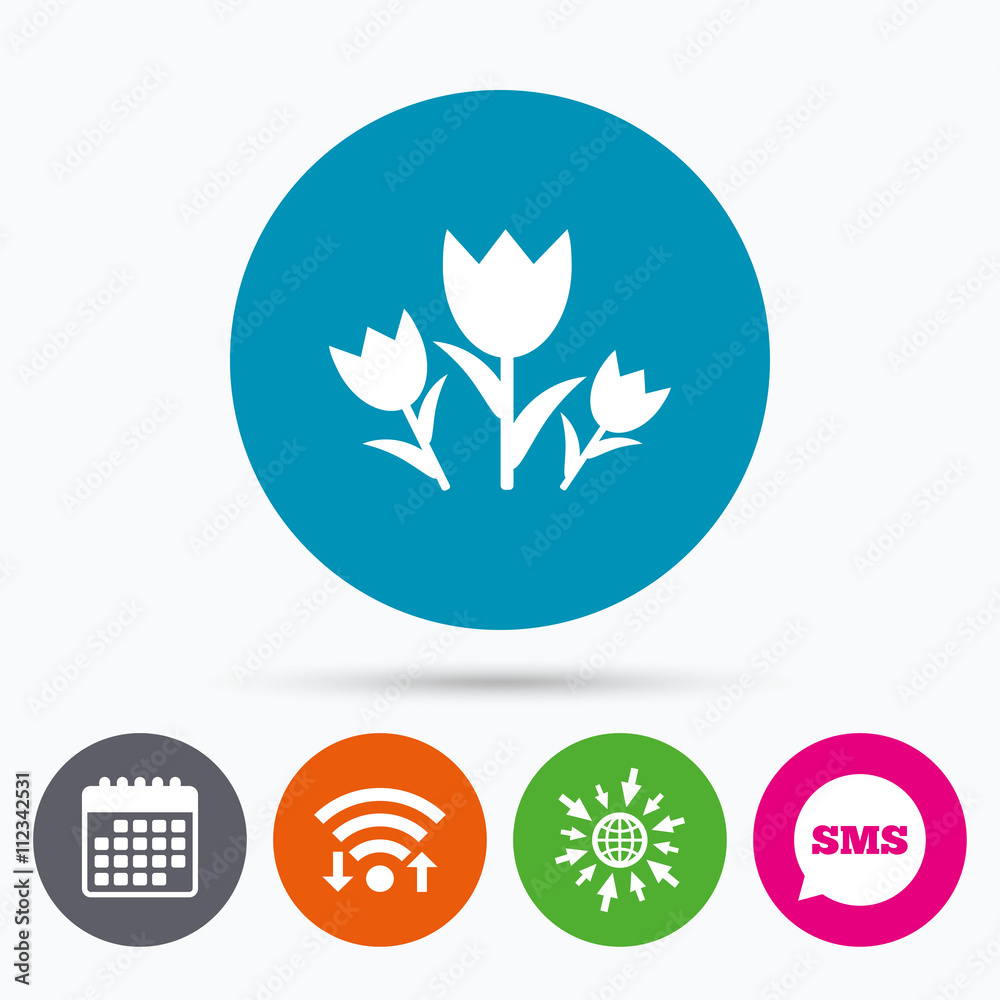 Flowers sign icon. Roses symbol.