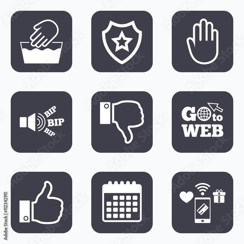 Hand icons. Like and dislike thumb up symbols.