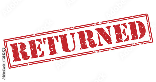 returned red stamp on white background