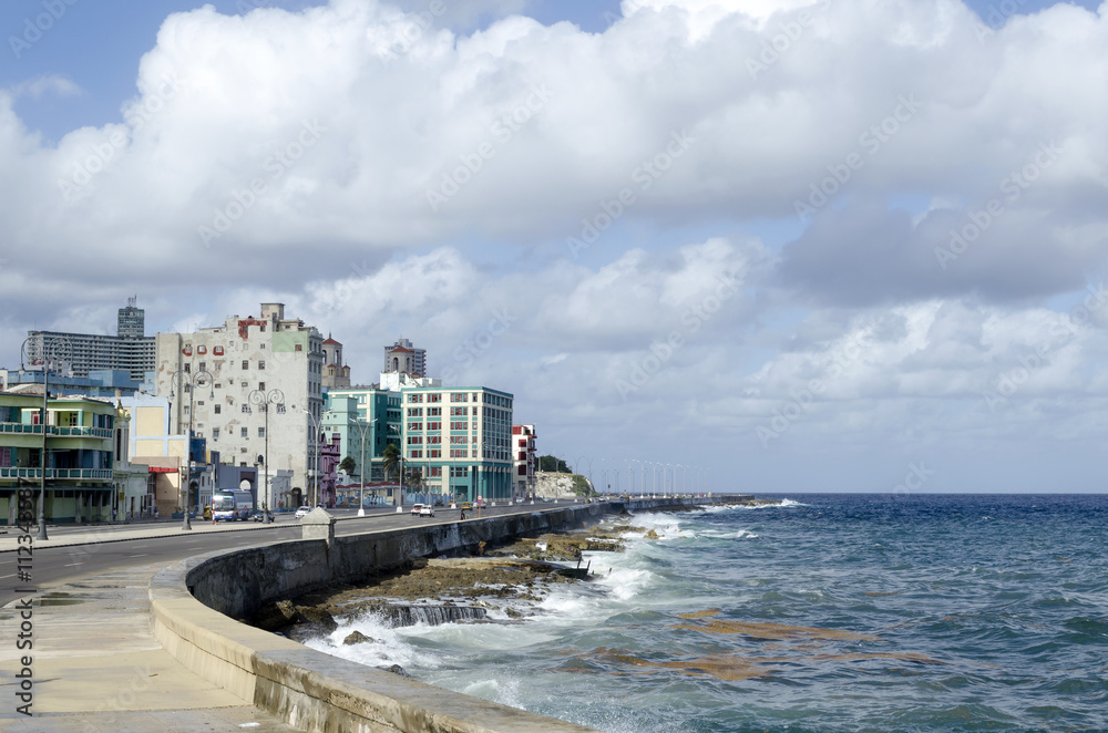Malecon - famous promenade in Havana, Cuba