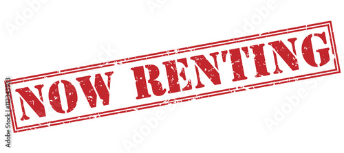 now renting red stamp on white background
