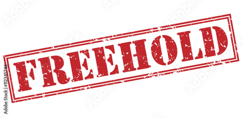 freehold red stamp on white background photo